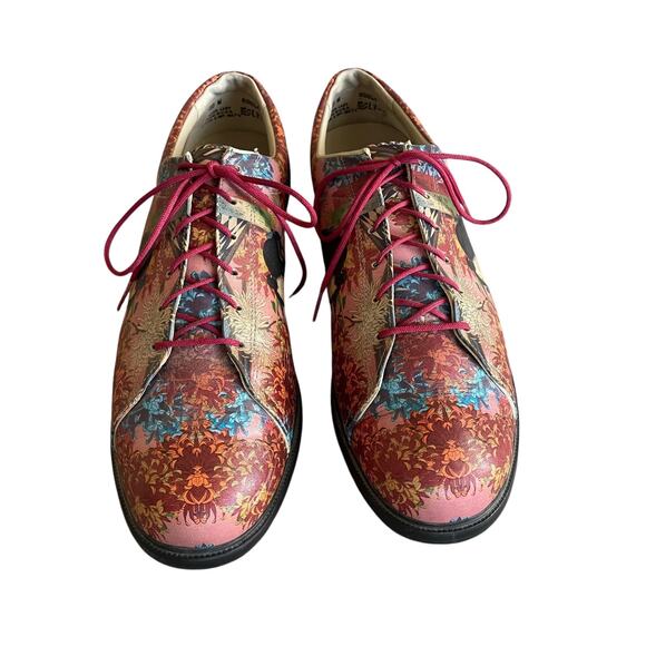 ICON Men\'s Size 10 Brick Red Multi Leather Wearable Art Lace-Up Oxford Shoes NEW main image 3